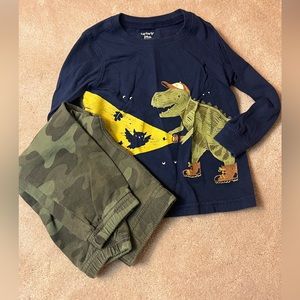 Boys Navy Dinosaur Long Sleeve and Cami Pants 24mt